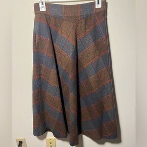 Skirt - A line - brown plaid